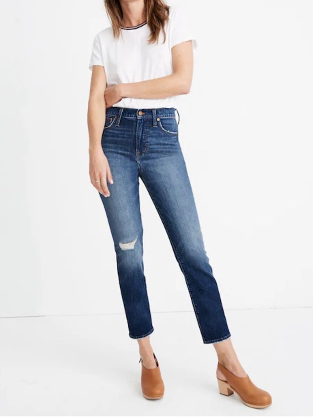 Madewell The Perfect Vintage Crop Blue Jeans Stretch Denim High Waisted AE160 27